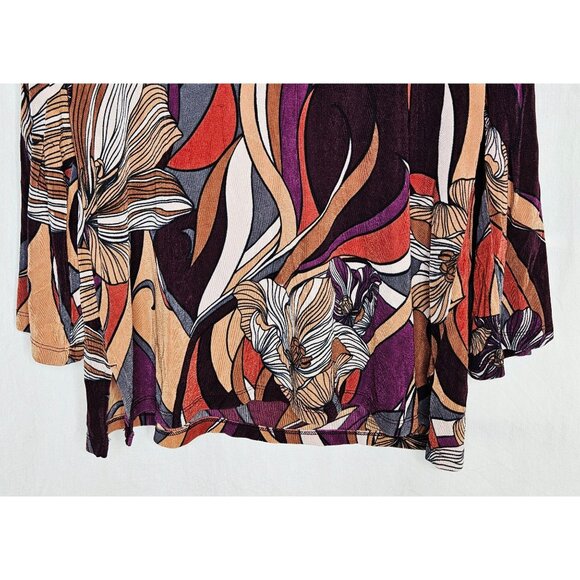 Chicos Travelers Abstract Floral Print Tunic Top Size 1 Multicolor Stretch Knit - Picture 4 of 6